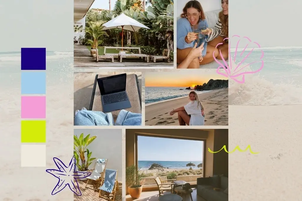 Branding Moodboardbeispiel für Coaching & Workation Format