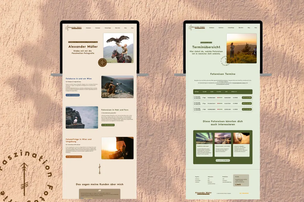 Screendesign Beispiel: Website für Fotografie