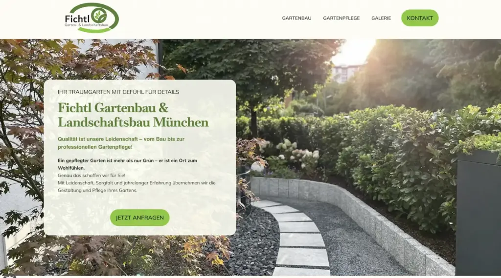 Modernes Webdesign für Familienunternehmen Fichtl Gartenbau München