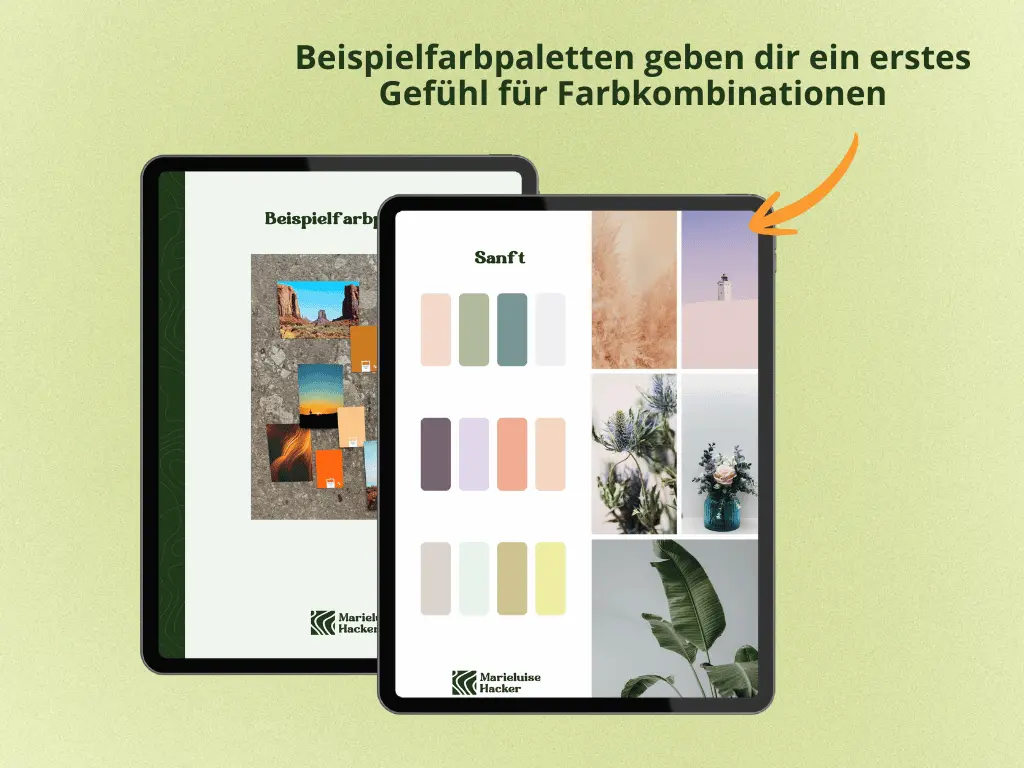 Beispielfarbpaletten aus dem Branding-Kurs mit Farbkombinationen für die eigene Marke