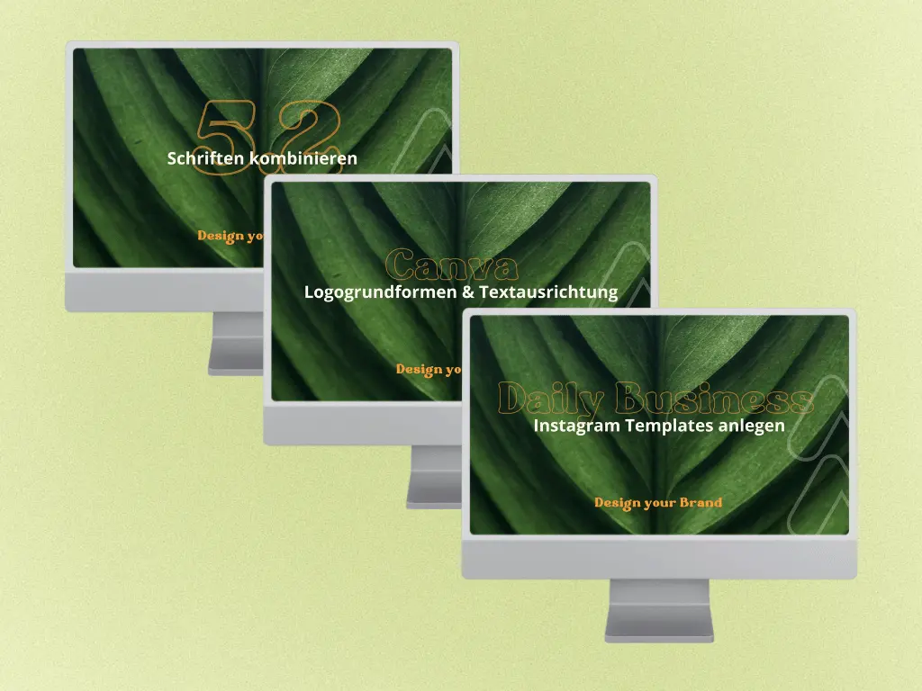 Kurslektionen zu Schriftkombinationen, Logogrundformen in Canva und Instagram-Templates