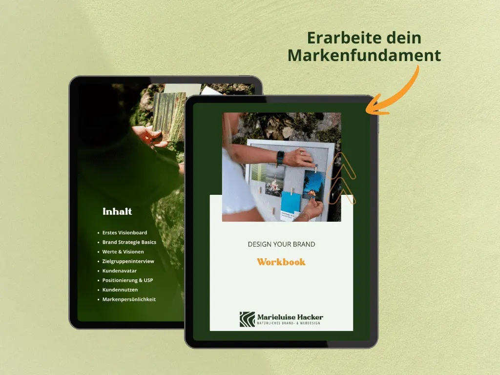 Workbook zum Markenfundament mit Visionboard, Werten, Kundenavatar und Positionierung